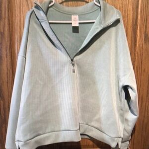 Light Mint Half-Zip Hoodie Sweatshirt